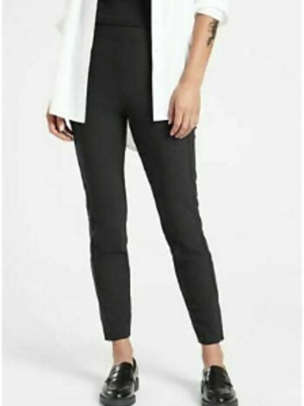 Athleta Stellar Tight Pants Pull On Zip Hem Black Pockets 982974 Size 4 Tall